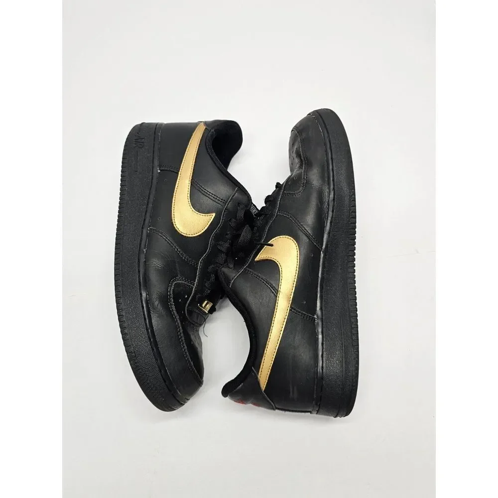 Nike‎ Air Force 1 Nike ID Black And Gold Size 11.5 Men's Red Nike Air On Heel
